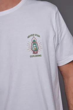 Cloking T-Shirts-T-shirt Nunca Pare de Explorar Branco