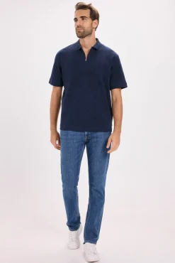 Jack & Jones T-Shirts-T-shirt polo com fecho-éclair Azul