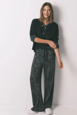 Women'secret T-Shirts-T-shirt preta de manga comprida waffle preto