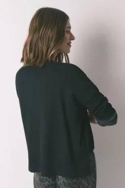 Women'secret T-Shirts-T-shirt preta de manga comprida waffle preto