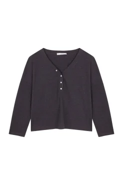 Women'secret T-Shirts-T-shirt preta de manga comprida waffle preto