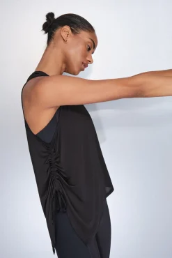 Dash and Stars T-Shirts-T-shirt assimétrico halter preto