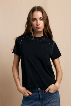 Slowlove T-Shirts-T-shirt rebites Preto