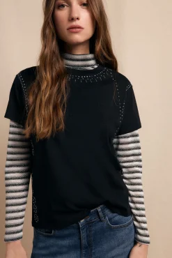 Slowlove T-Shirts-T-shirt rebites Preto