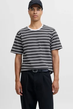 Jack & Jones T-Shirts-T-shirt riscas Cinzento