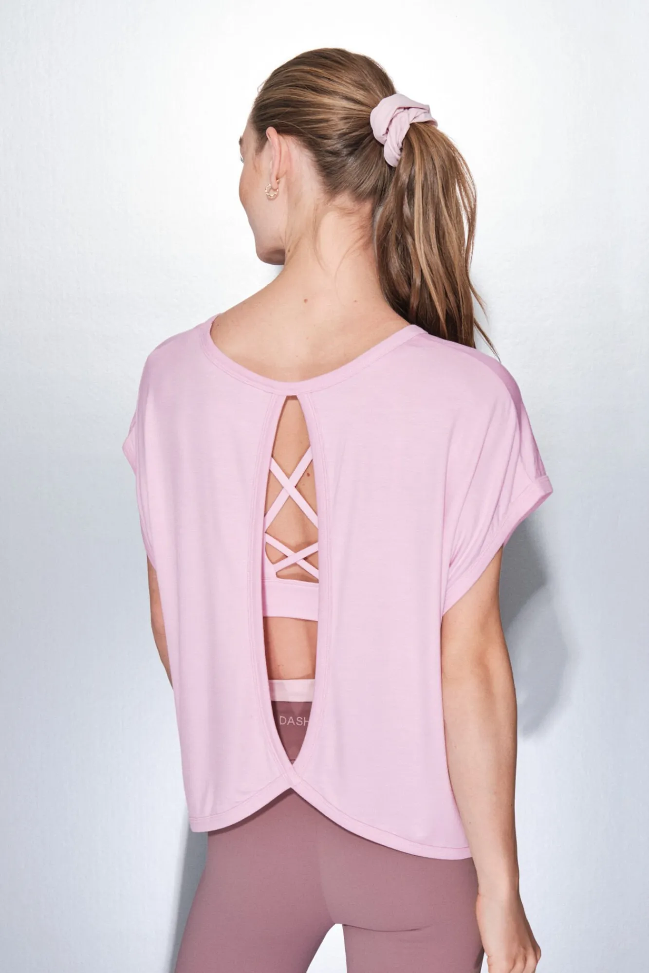 Dash and Stars T-Shirts-T-shirt de tecido extrassuave rosa