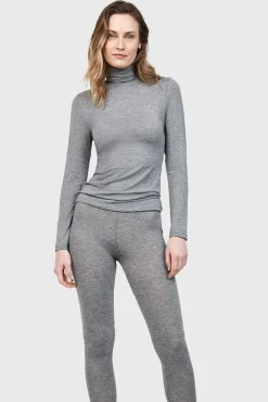 Gisela T-Shirts-T-shirt térmica de gola alta cinzento