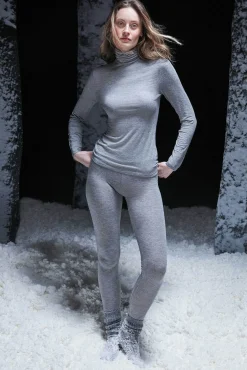 Gisela T-Shirts-T-shirt térmica de gola alta cinzento