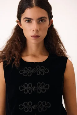 Pedro del Hierro Coletes-Veludo de colete Preto