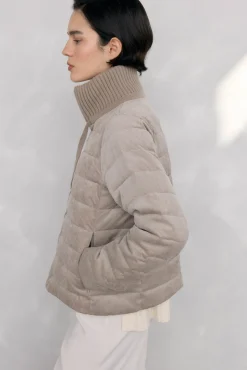 Pedro del Hierro Sobretudos|Casacos-Veludo veludo curto ultraleve Beige