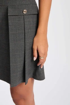 Morgan Vestidos-Vestido avental ajustado Cinzento