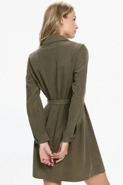 Vero Moda Vestidos-Vestido camisa de veludo cotelê Verde