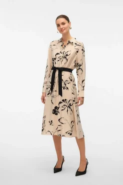 Vero Moda Vestidos-Vestido camisa esvoaçante Tostado