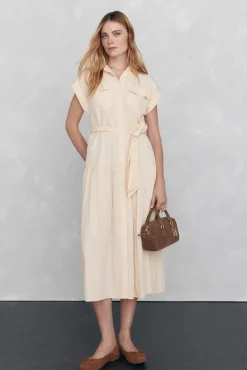 Pedro del Hierro Vestidos-Vestido camisa mangas comprimento midi Amarelo