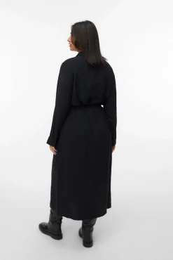 Vero Moda Curve Vestidos-Vestido camisa midi plus size Preto