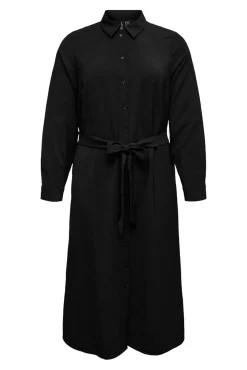 Vero Moda Curve Vestidos-Vestido camisa midi plus size Preto