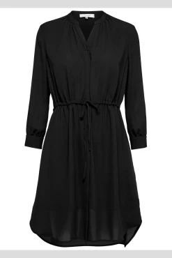 Selected Vestidos-Vestido camisero de manga larga confeccionado con materiales reciclados. Preto