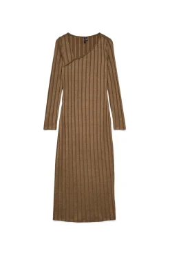 Vero Moda Vestidos-vestido canelado 7/8 Castanho