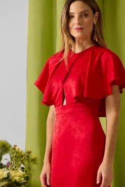 Silbon Vestidos-Vestido capa jacquard coleção evento Vermelho