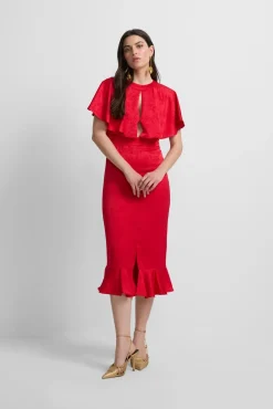 Silbon Vestidos-Vestido capa jacquard coleção evento Vermelho