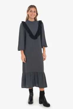 Cuplé Vestidos-Vestido com babados Cinzento