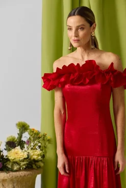 Silbon Vestidos-Vestido com folho da coleção Event Vermelho