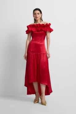 Silbon Vestidos-Vestido com folho da coleção Event Vermelho