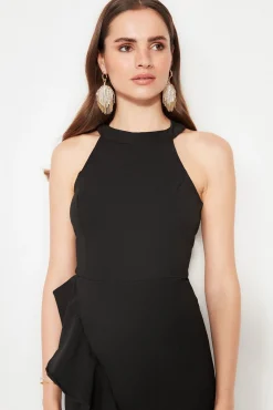 Trendyol Vestidos-Vestido com folhos preto