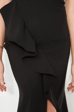 Trendyol Vestidos-Vestido com folhos preto