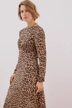 Cortefiel Vestidos-Vestido com peito franzido Tostado