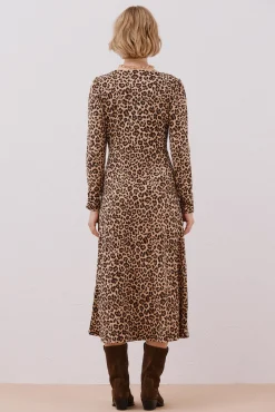 Cortefiel Vestidos-Vestido com peito franzido Tostado