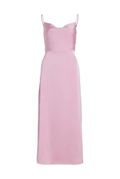 Vila Vestidos|Camisolas-Vestido comprido acetinado com decote drapeado Roxo