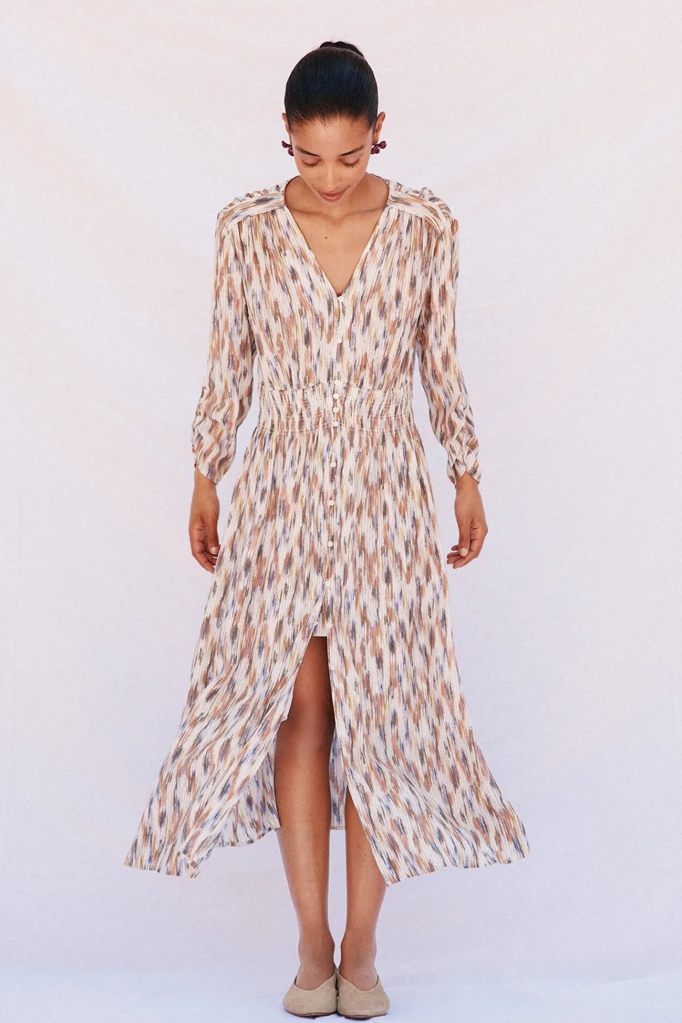 Cortefiel Vestidos-Vestido comprido estampado Multicolorido