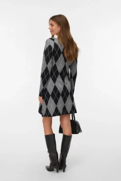 Vero Moda Vestidos-Vestido corto rombos Cinzento