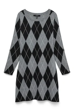 Vero Moda Vestidos-Vestido corto rombos Cinzento