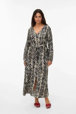 Vero Moda Curve Vestidos-Vestido curto com decote em bico e gola manga comprida Preto