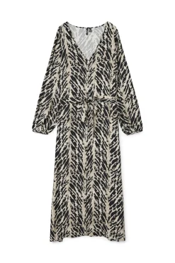 Vero Moda Curve Vestidos-Vestido curto com decote em bico e gola manga comprida Preto