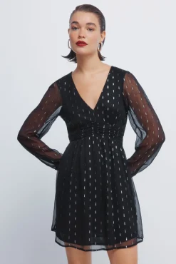 Springfield Vestidos-Vestido curto com detalhes em lurex preto