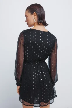 Springfield Vestidos-Vestido curto com detalhes em lurex preto