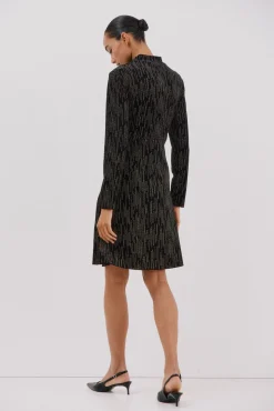 Cortefiel Vestidos-Vestido curto com toques brilhantes Preto