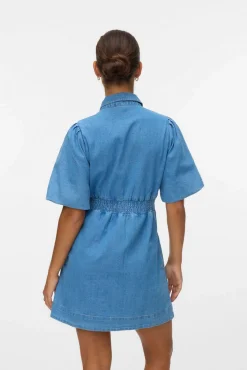 Vero Moda Vestidos-Vestido curto de algodão Azul