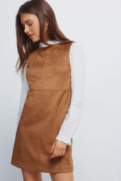 Springfield Vestidos-Vestido curto de camurça evasê cru