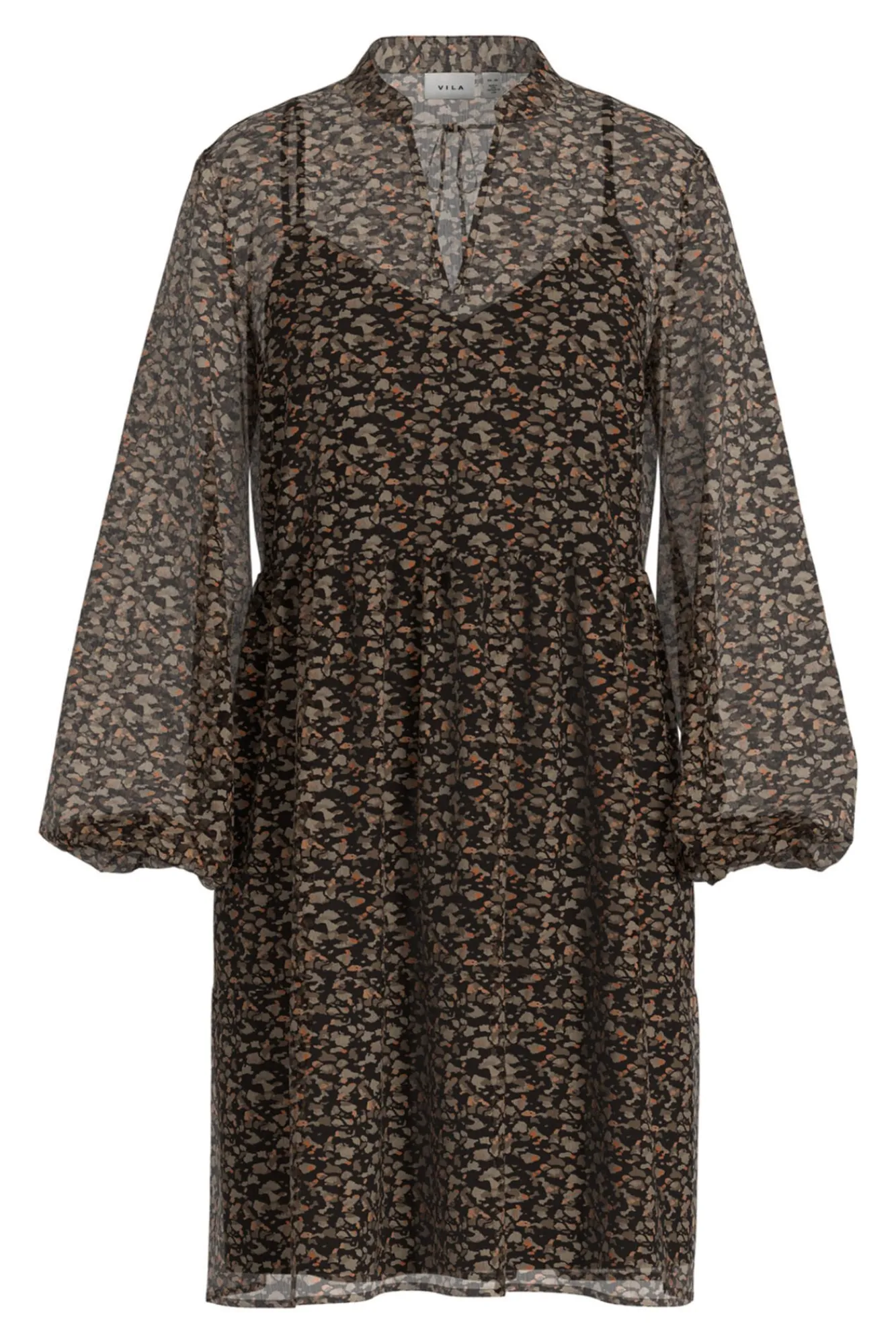 Vila Vestidos-Vestido curto de chiffon Preto