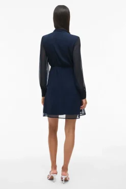 Vila Vestidos-Vestido curto de chiffon Azul