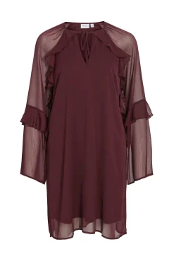 Vila Vestidos-Vestido curto de chiffon com babados Roxo