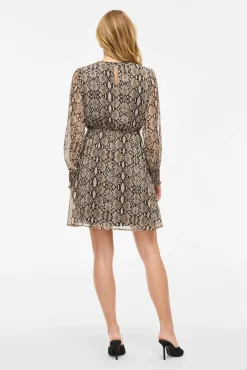 Vila Vestidos-Vestido curto de chiffon com estampado de cobra Castanho