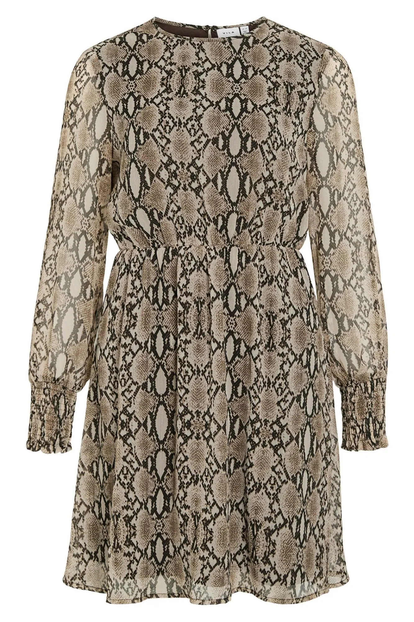 Vila Vestidos-Vestido curto de chiffon com estampado de cobra Castanho