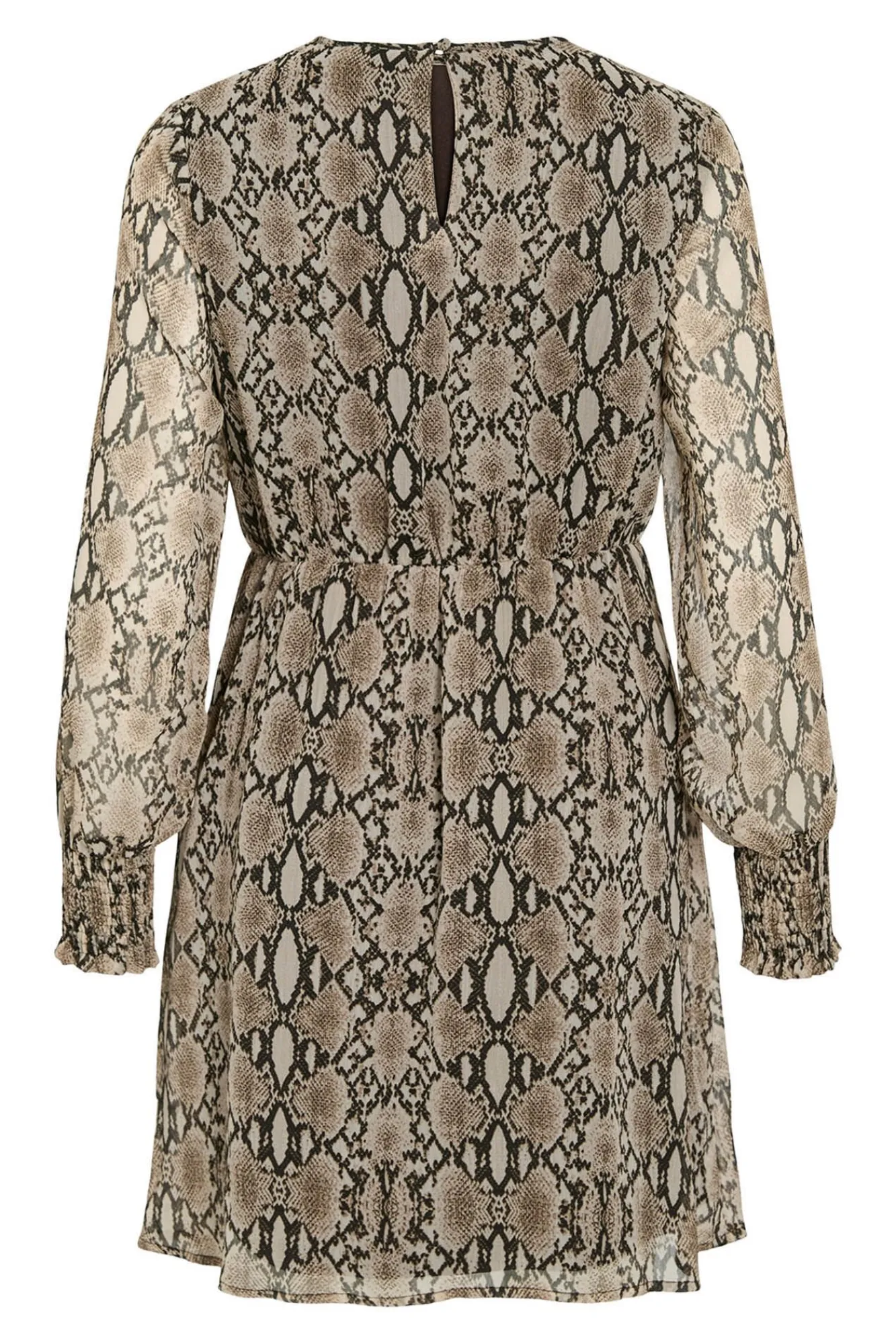Vila Vestidos-Vestido curto de chiffon com estampado de cobra Castanho
