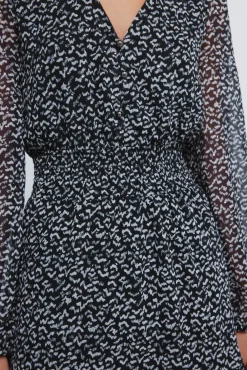 Springfield Vestidos-Vestido curto de chiffon estampado preto