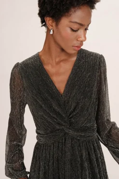 Grace & Mila Vestidos-Vestido curto de chiffon com lurex Cinzento